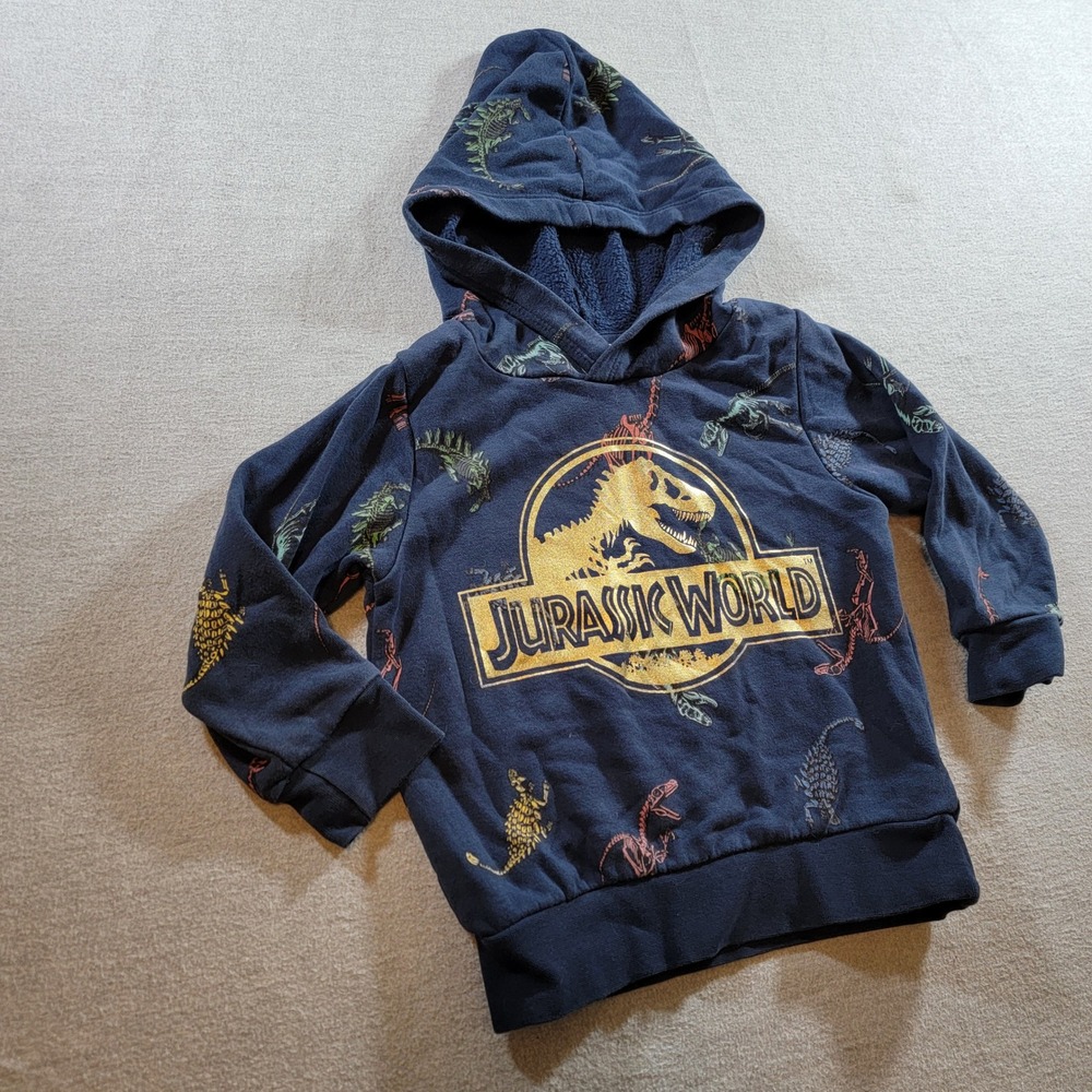 H&M Jurassic World Hoodie Toddler 1.5-2Y Navy Blue Excellent Dinosaur Print 775